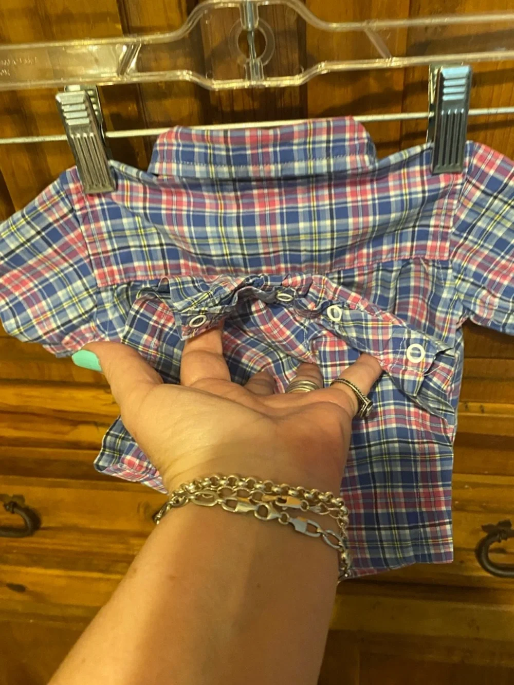 Ralph Lauren Baby Boy Plaid Short Sleeve Shortall Romper size 6 months